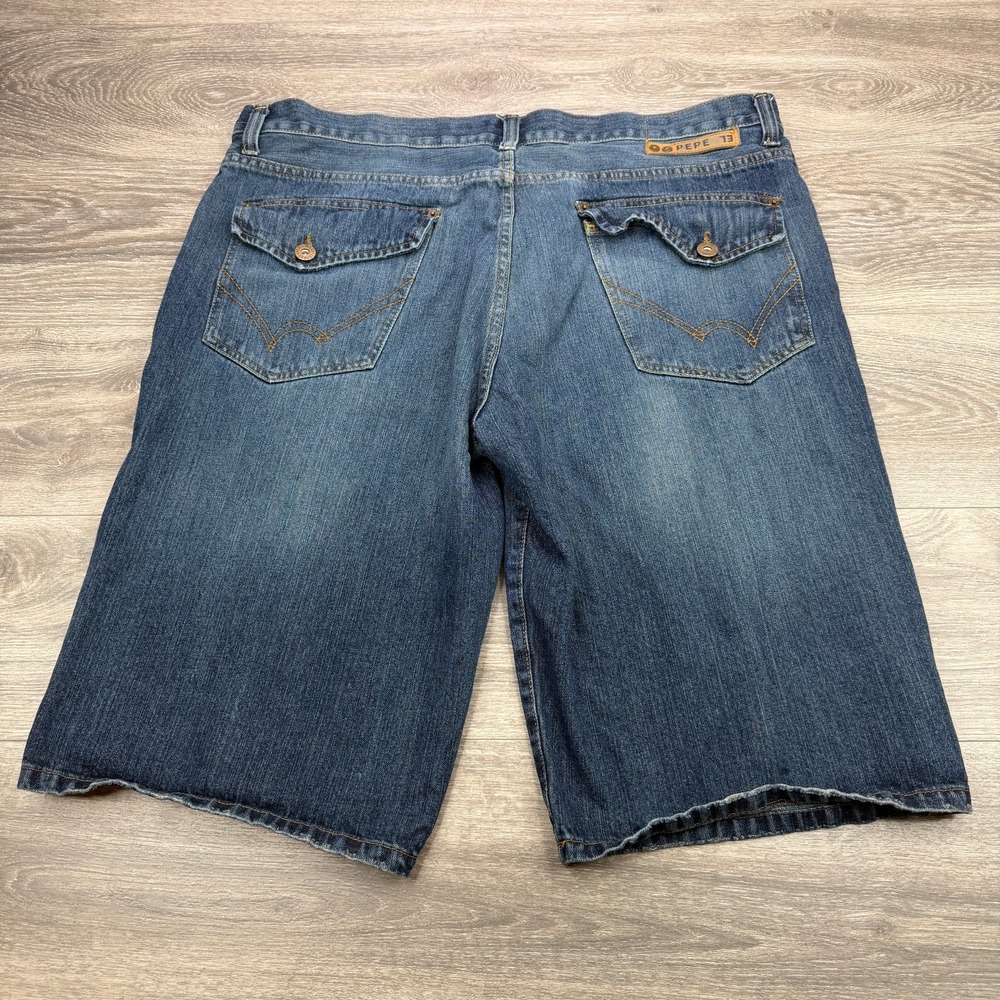 Vintage Pepe Jeans Shorts Men 42 Blue Jorts Hip Hop Baggy Skater Y2K Streetwear